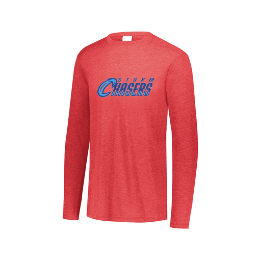 [FTLCUBRD-AXS-LOGO1] Decker Men's Tri-Blend T-Shirt - Long Sleeve (Adult XS, Red, Logo 1)
