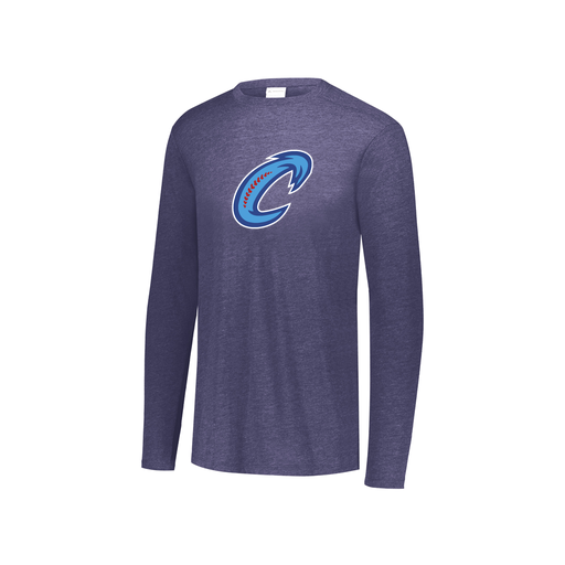 [FTLCUBNV-YS-LOGO2] Decker Youth Tri-Blend T-Shirt - Long Sleeve (Youth S, Navy, Logo 2)
