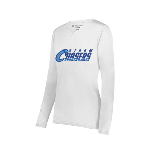 [222824.005.S-LOGO1] Ladies LS Smooth Sport Shirt (Female Adult S, White, Logo 1)